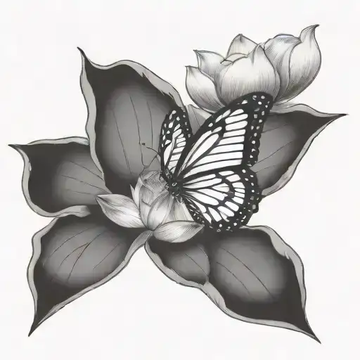Buterfly And Lotus Flower