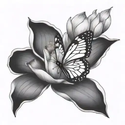 Buterfly And Lotus Flower