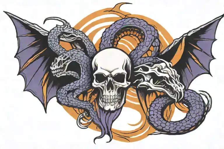 Virgo Sagittarius Dragon Snake Skull Moon Purple Orange Yin Yang