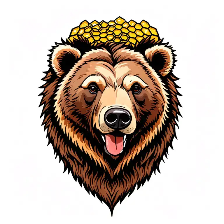 Bear Head With Honey Comb Design Combining Elements