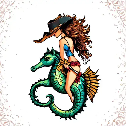 Cowboy Girl On A Seahorse