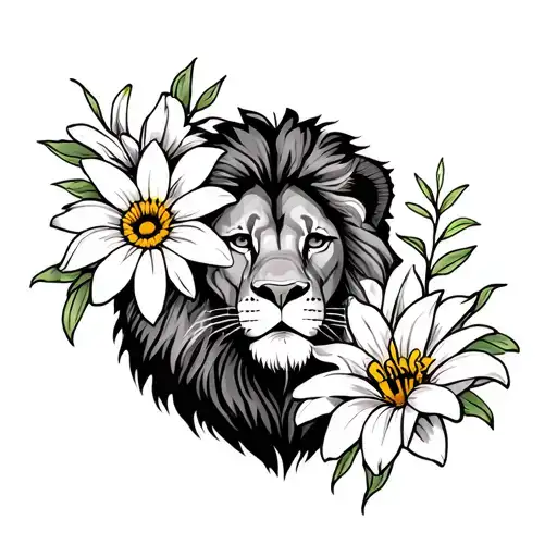 Daisy And Lily With Lion