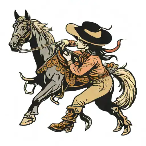Cowgirl With Horse And Gun
