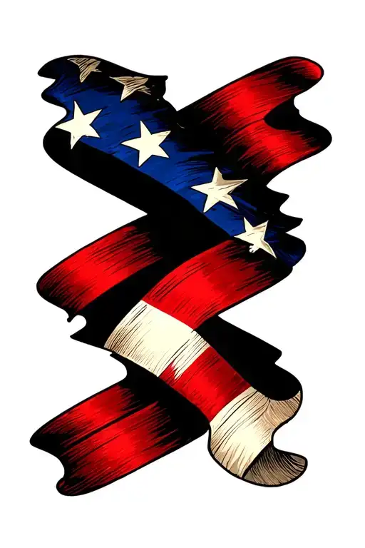 American Flag Cut Diagonally Coming