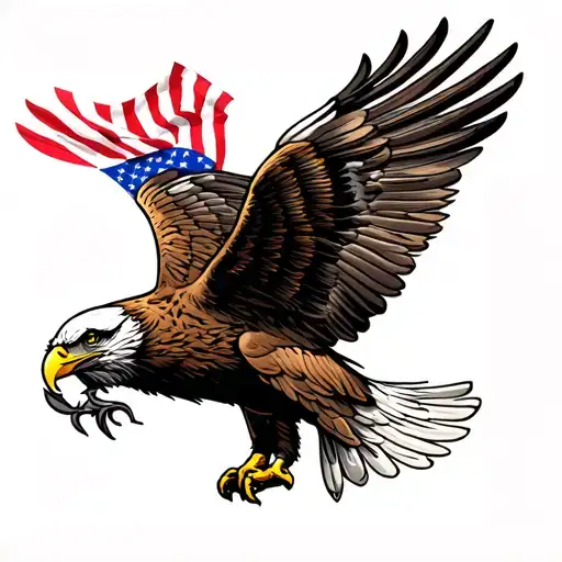 Eagle And Flag Mixed