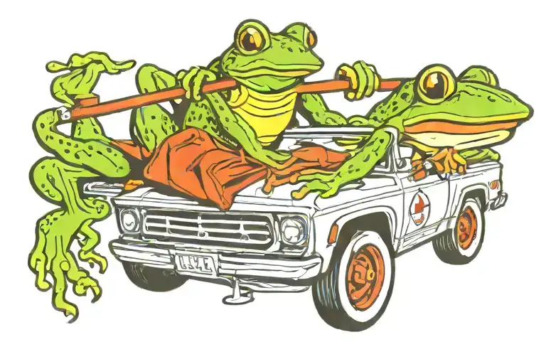 Frog Tow Truck Driving Towing A Rv