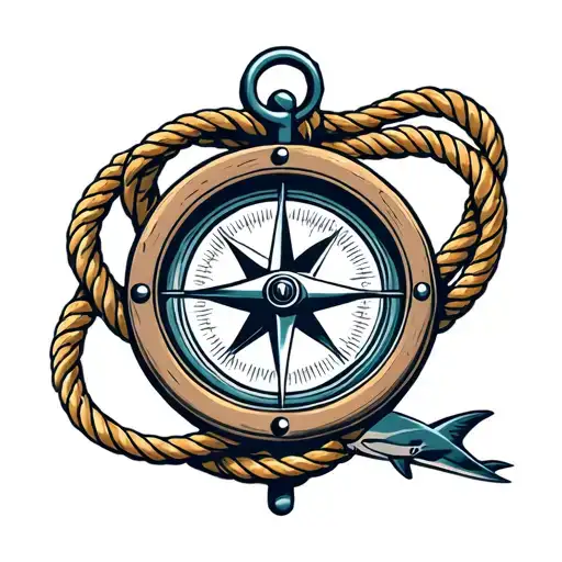 Anchor Rope Boat Compass Shark