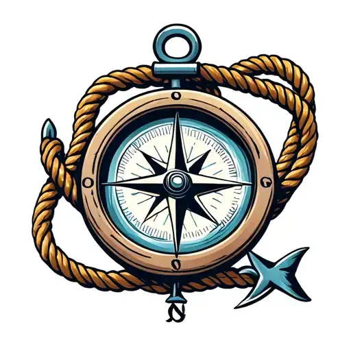 Anchor Rope Boat Compass Shark