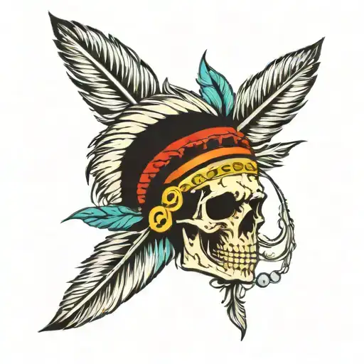 Indian Feathers With Skulls