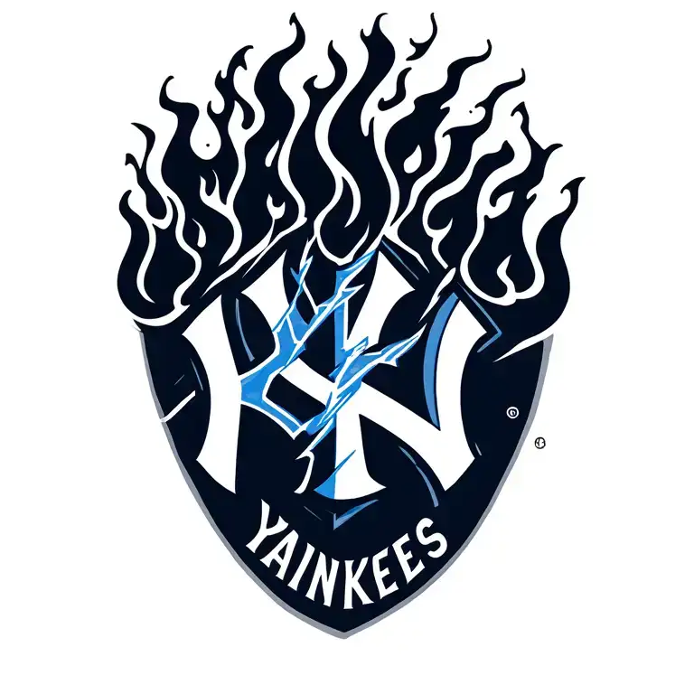 Yankees Logo With Flames And Lightning Bolt