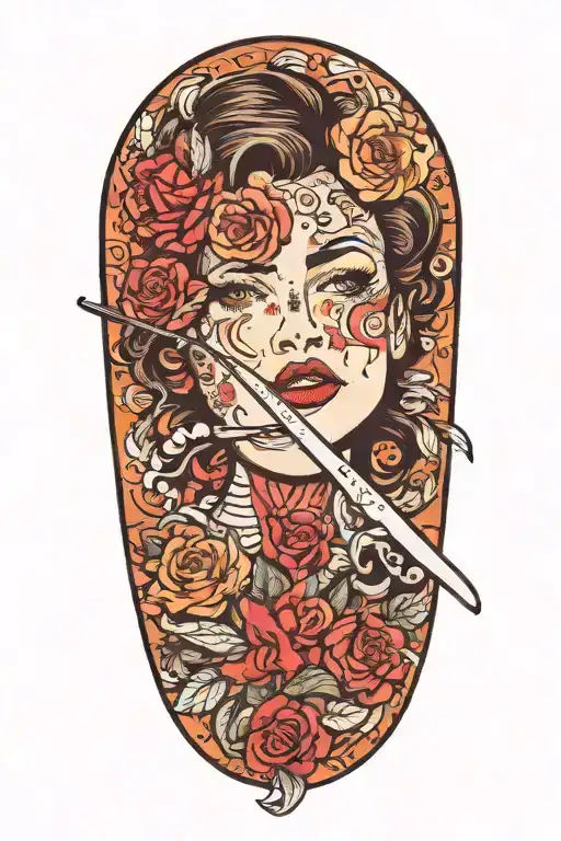 Sexy Woman Cutting Her Face With A Knife