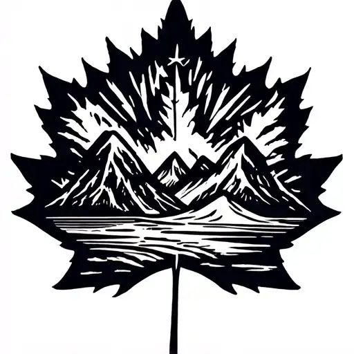 Cool Canadian Maple Leaf And Mountain Scene On Calf