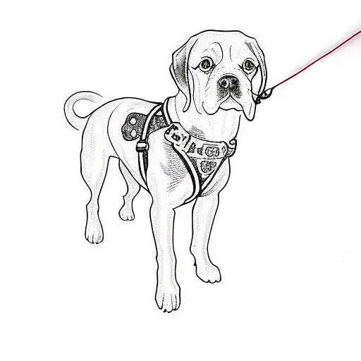 A Dog Wearing A Harness