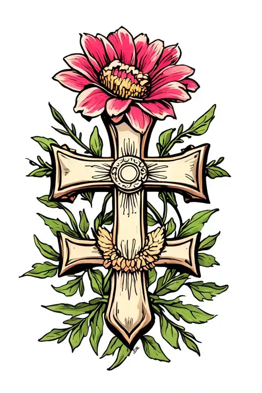 Maltese Cross And Flower