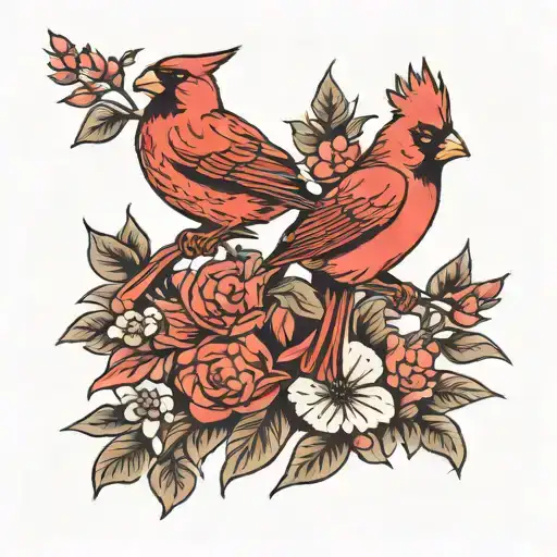 Male And Female Cardinals