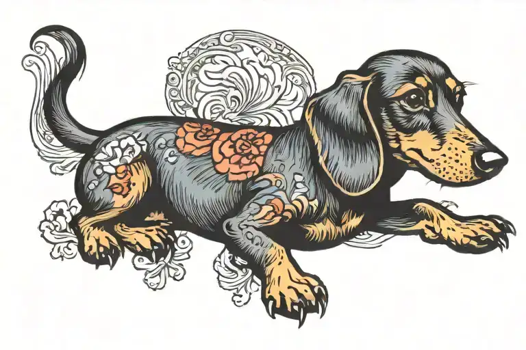 Dachshund Hound Dog Sitting