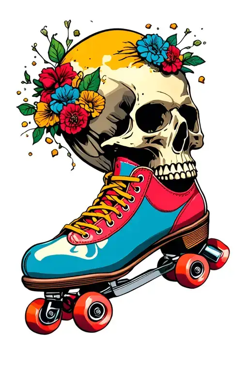 A Roller Skate Coming Out Of A Skull's Skull