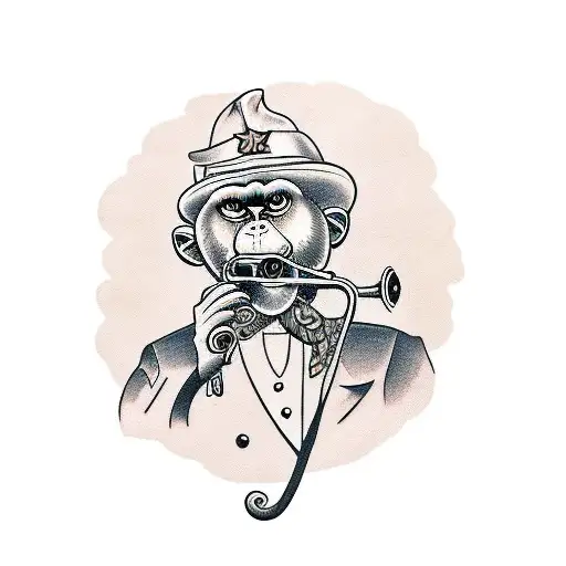 Monkey Playing Trumpet