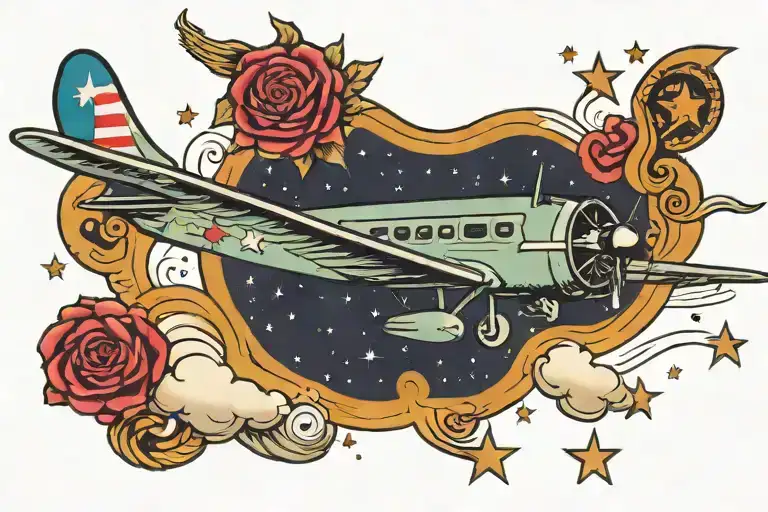 Plane Writing Across The Sky Filled With Stars