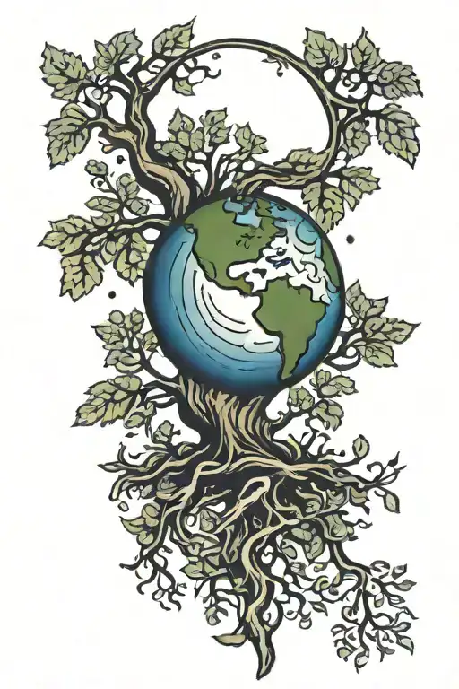 Earth With Tree Growing