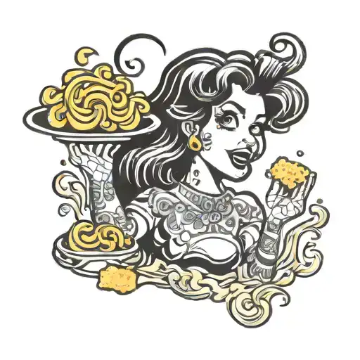 Cartoon Female Mac N Cheese Flipping Off