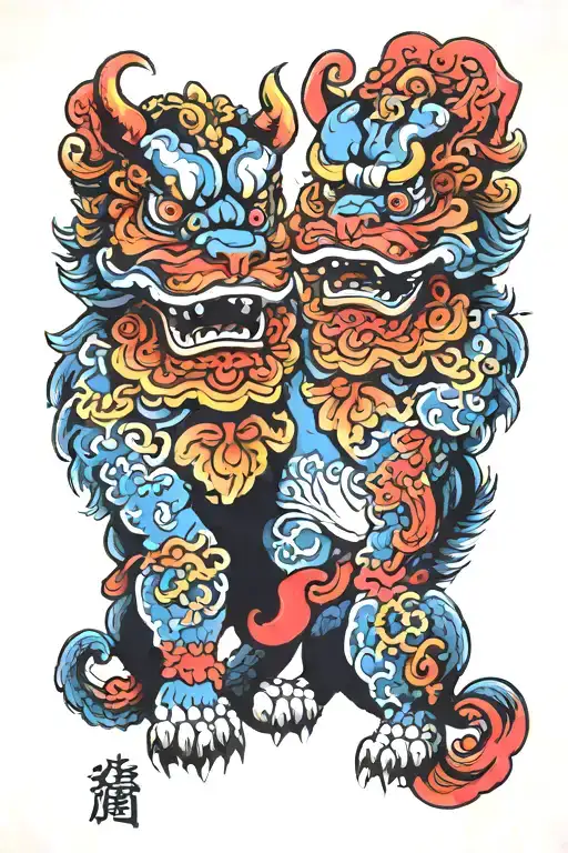 Twin Foo Dogs Standing Guard
