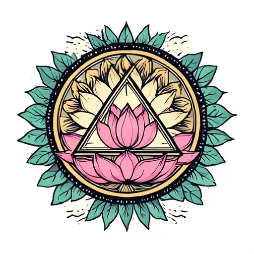 Circle With A Triangle And Lotus Flower