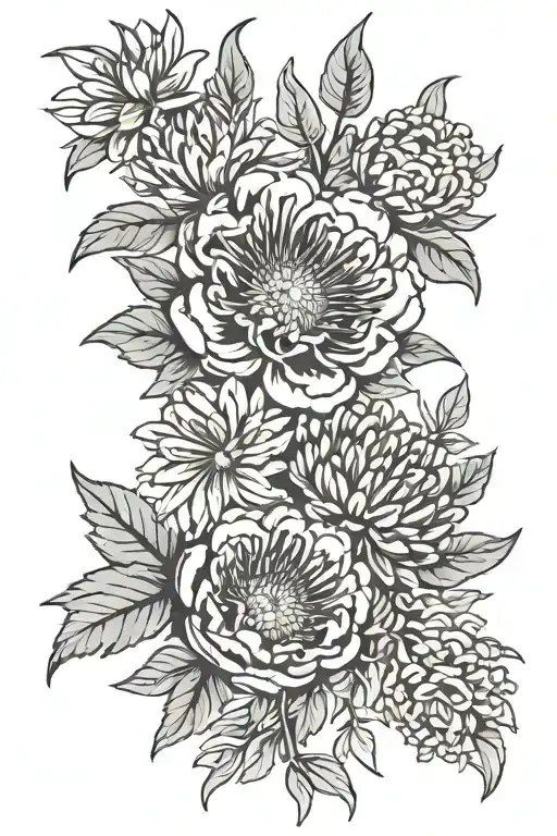 Merigold And Aster Flowers