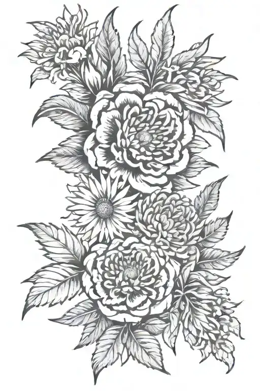 Merigold And Aster Flowers