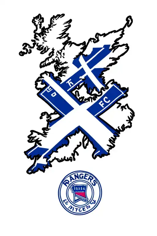 Outline Of Scotland Filled In With Saltire And Add In A Rangers Fc Badge Side By Side