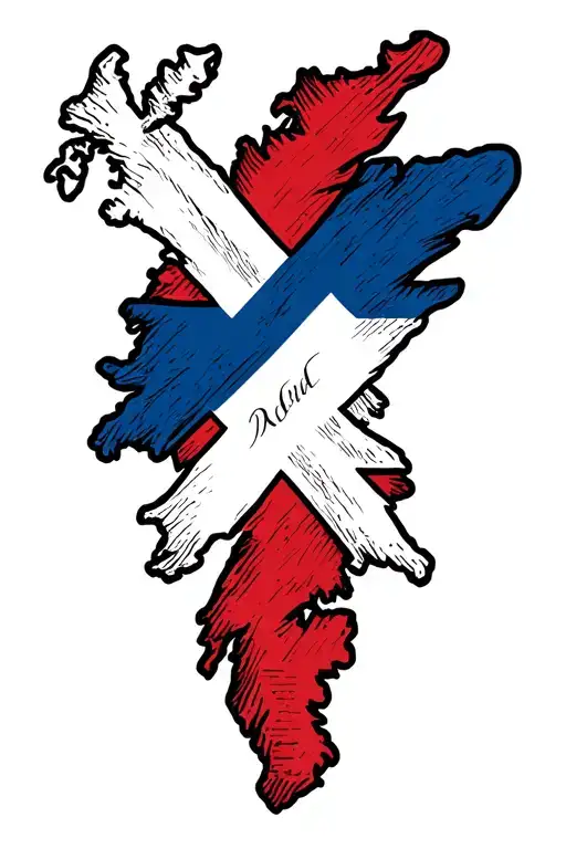 Outline Of Scotland With A Saltire In The Middle