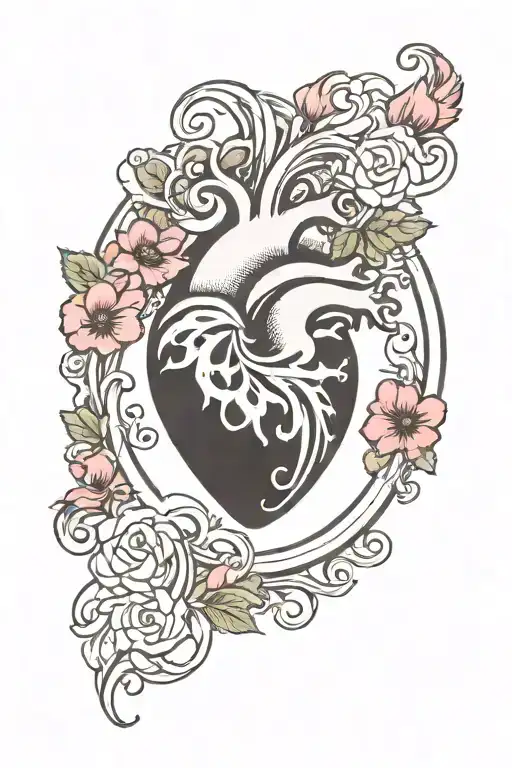 Semi Colon Inside Heart Shape Surrounded