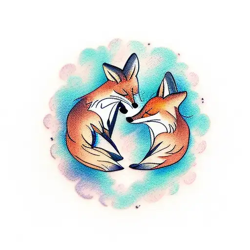 Two Foxes Dancing In The Forest