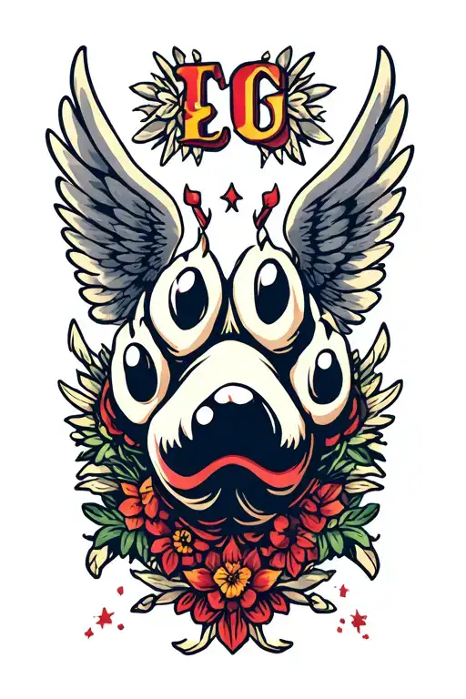 Dogs Paw With Wings Made