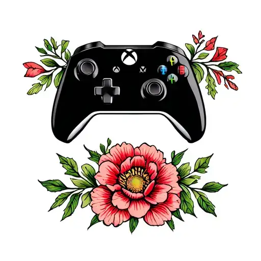 Xbox Controller With Flowers Beind It