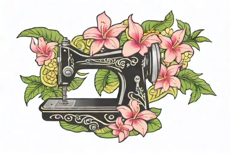 Sewing Machine Hawaii Wave Plumeria Cushions Chair