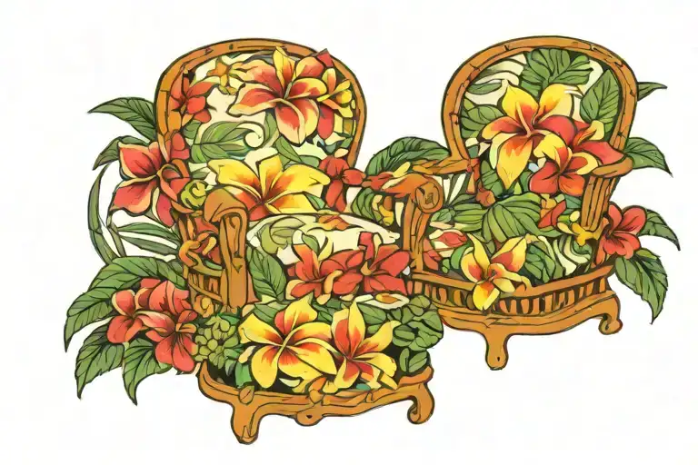 Chair Cushions Sewing Hawaiian Ocean Wave Palm Tree Plumeria