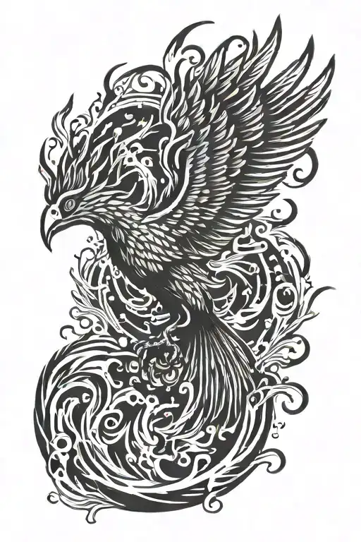 Fire Phoenix Rising From The Ashes