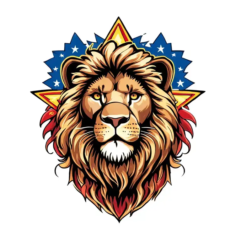 Lion Surrounded Star