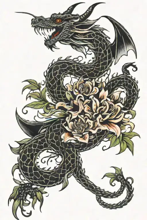 Dragon With Lycoris Radiata