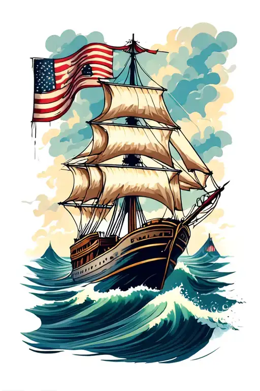 Ship Sailing Through Stormy Seas