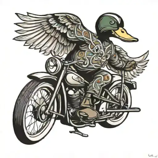 Duck On A Dirt Bike Wheelie Forcing Forward