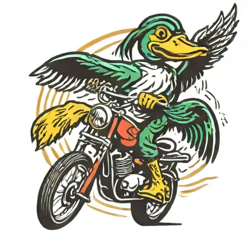 Funny Duck On A Dirt Bike Wheelie Stunt