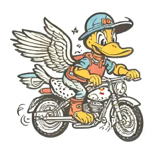 Cartoon Duck On A Motocross