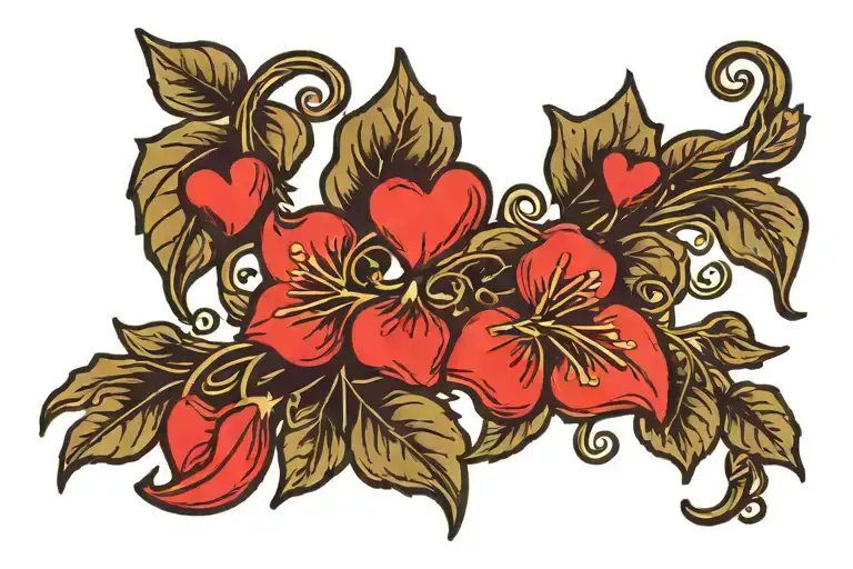 Vines With Little Red Hearts Surrounded