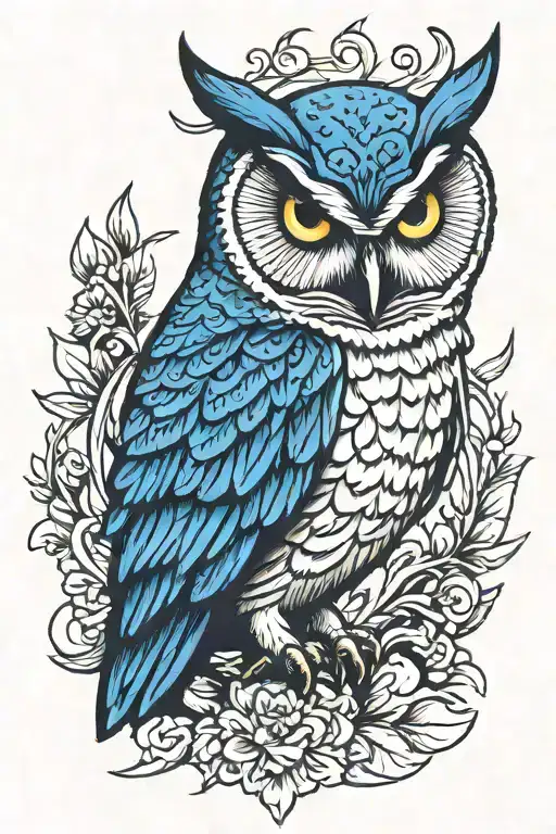 Owl With Blue Eyes