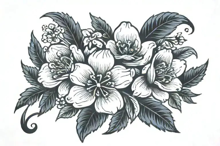 Neck Tattoo Flower On The Side
