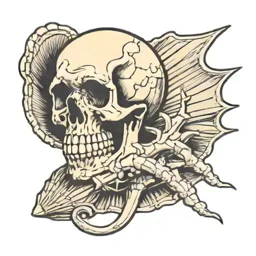 Skull Hand Coming Out Of A Seashell