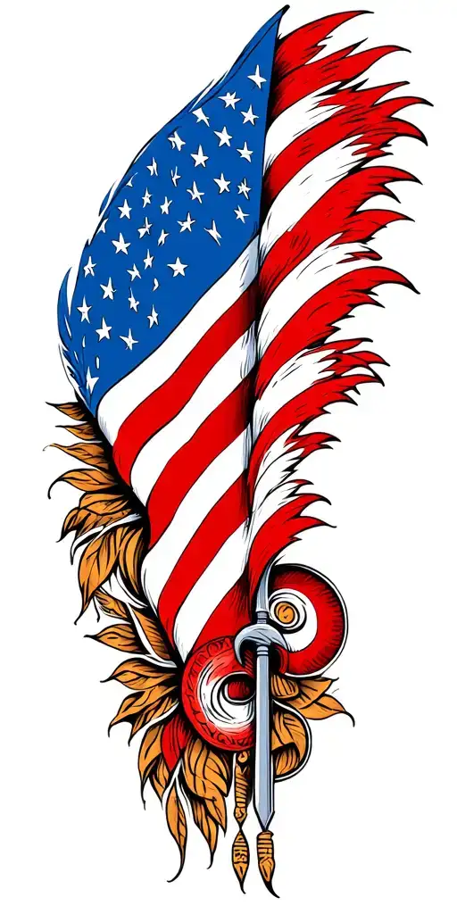 American Flag Fading Into Tribal