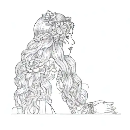 A Woman With Long Red Hair And A Flower In Her Hair